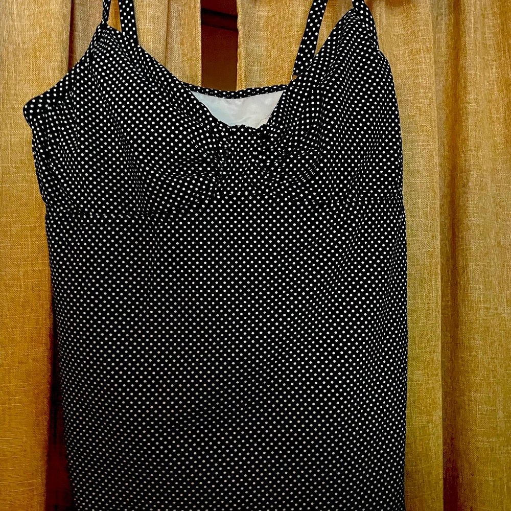 Lands’ End Black Polka Dot Tankini